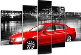 Glasschilderij Auto, BMW - Rood, Zwart, Grijs - 170x100cm 5Luik - Foto Op Glas - Geen Acrylglas Schilderij - 6000+ Glasschilderijen Collectie - Wanddecoratie