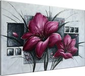 Peinture peinte à la main Fleurs | Violet, gris | 120x70cm 1Hatch