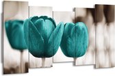 Peinture | Peinture sur toile Tulipes, Fleurs | Turquoise, sépia | 150x80cm 5Liège | Tirage photo sur toile