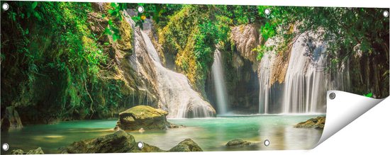 Gards Affiche de jardin Cascade Tropicale - 120x40 cm - Toile de jardin - Décoration de jardin - Décoration murale extérieur - Tableau de jardin