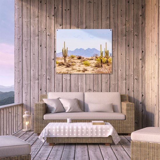 Gards Tuinposter Cactussen in de Woestijn - 100x80 cm - Tuindoek - Tuindecoratie - Wanddecoratie buiten - Tuinschilderij