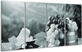 GroepArt - Glasschilderij - Druiven, Keuken - Grijs, Groen - 160x80cm 4Luik - Foto Op Glas - Geen Acrylglas Schilderij - 6000+ Glasschilderijen Collectie - Wanddecoratie