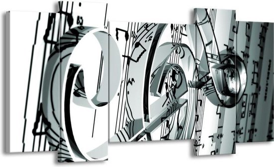 GroepArt - Schilderij - Muziek - Grijs, Wit, Groen - 120x65cm 5Luik - Foto Op Canvas - GroepArt 6000+ Schilderijen 0p Canvas Art Collectie - Wanddecoratie