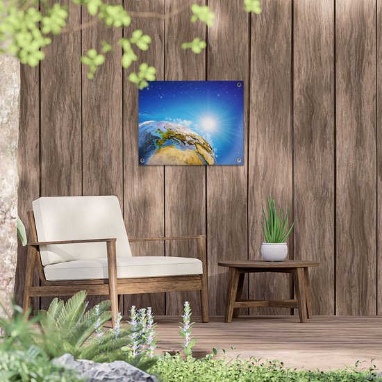 Gards Affiche de jardin Terre vue de l'Espace sur Europe - 50x40 cm - Toile jardin - Décoration de jardin - Décoration murale extérieur - Tableau jardin