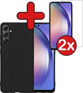Hoesje Geschikt voor Samsung A54 Hoesje Siliconen Case Hoes Met 2x Screenprotector - Hoes Geschikt voor Samsung Galaxy A54 Hoes Cover Case - Zwart