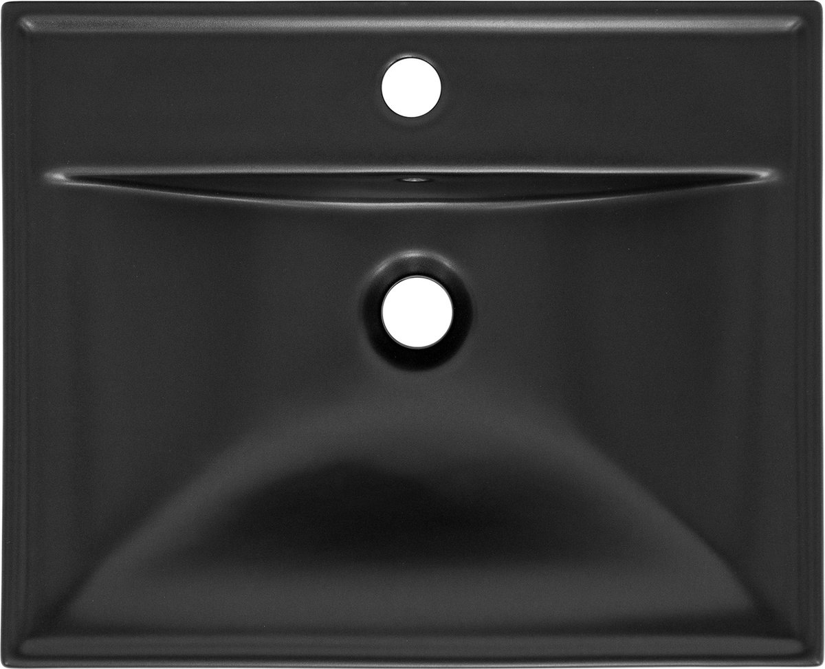 Wastafel Vierkante vorm 51x41,5x15,5 cm Zwart mat keramiek ML-Design
