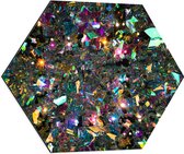 Dibond Hexagon - Patroon van Verschillende Kleuren Glas - 60x52.2 cm Foto op Hexagon (Met Ophangsysteem)