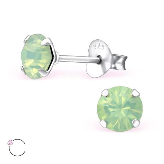 Aramat jewels ® - Kinder oorbellen rond 925 zilver fel roze 5mm