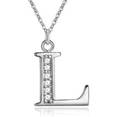 Collier Femme Lettre L Argenté avec Zircone
