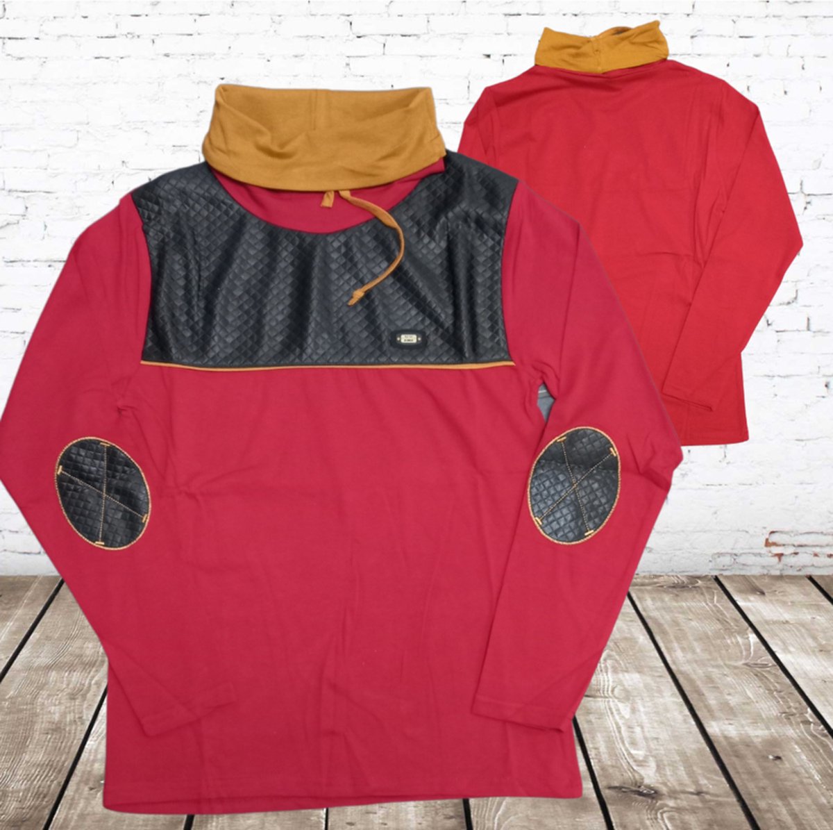 Heren shirt met col rood -Violento-L-Longsleeves heren