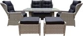 Ibiza XL stoel-bank loungeset verstelbaar 6-delig wit grijs