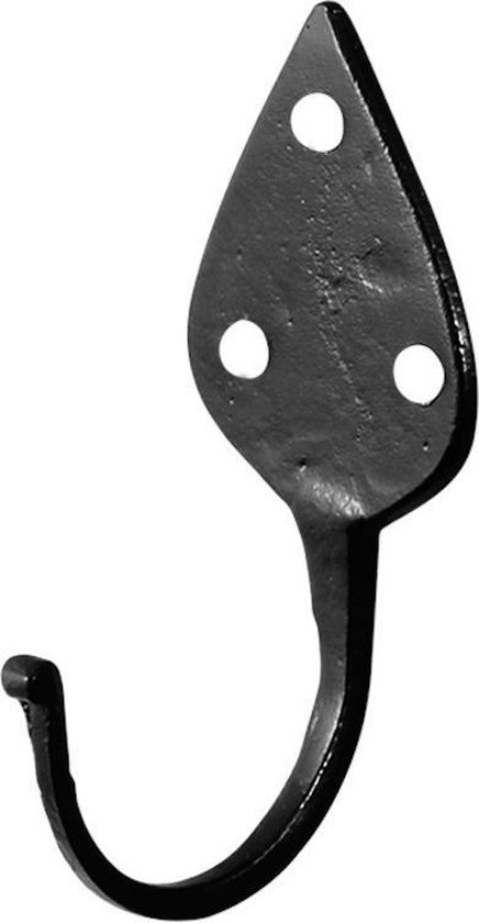 Kapstokhaak - Smeedijzer zwart - Gietijzer - Ten Hulscher - zwart, 125 mm