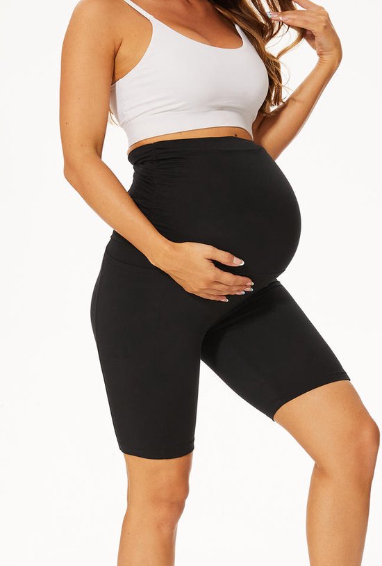 Wow Peach - Zwangerschaps Panty Short - Maternity Support Short - Yoga - Stretch - Soepel - Zwart - Large