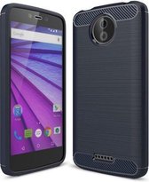 Geborstelde TPU Cover - Motorola Moto C Plus - Blauw