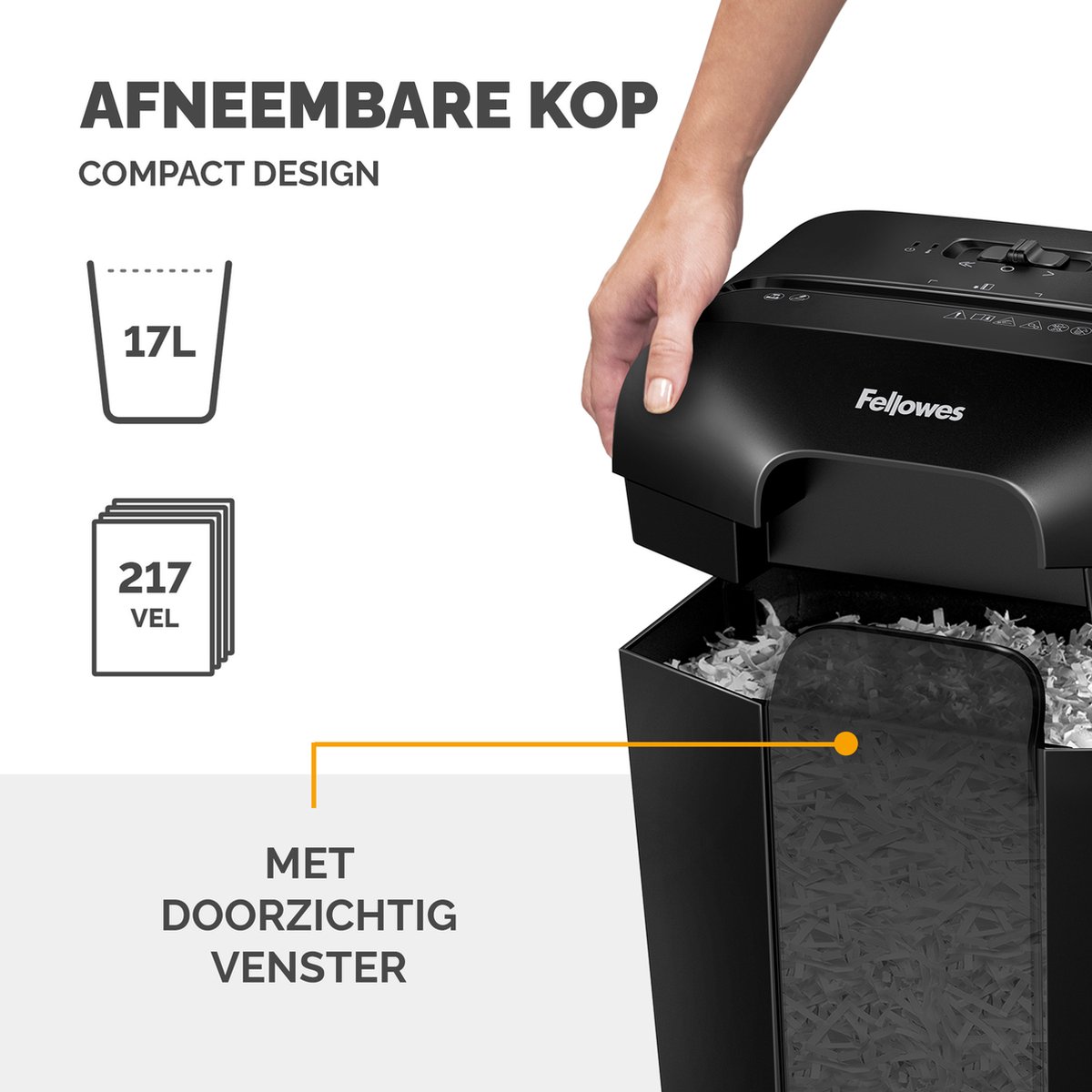 Papiervernietiger LX50 wit P4 snippers - 9 vellen - 17 l - Fellowes