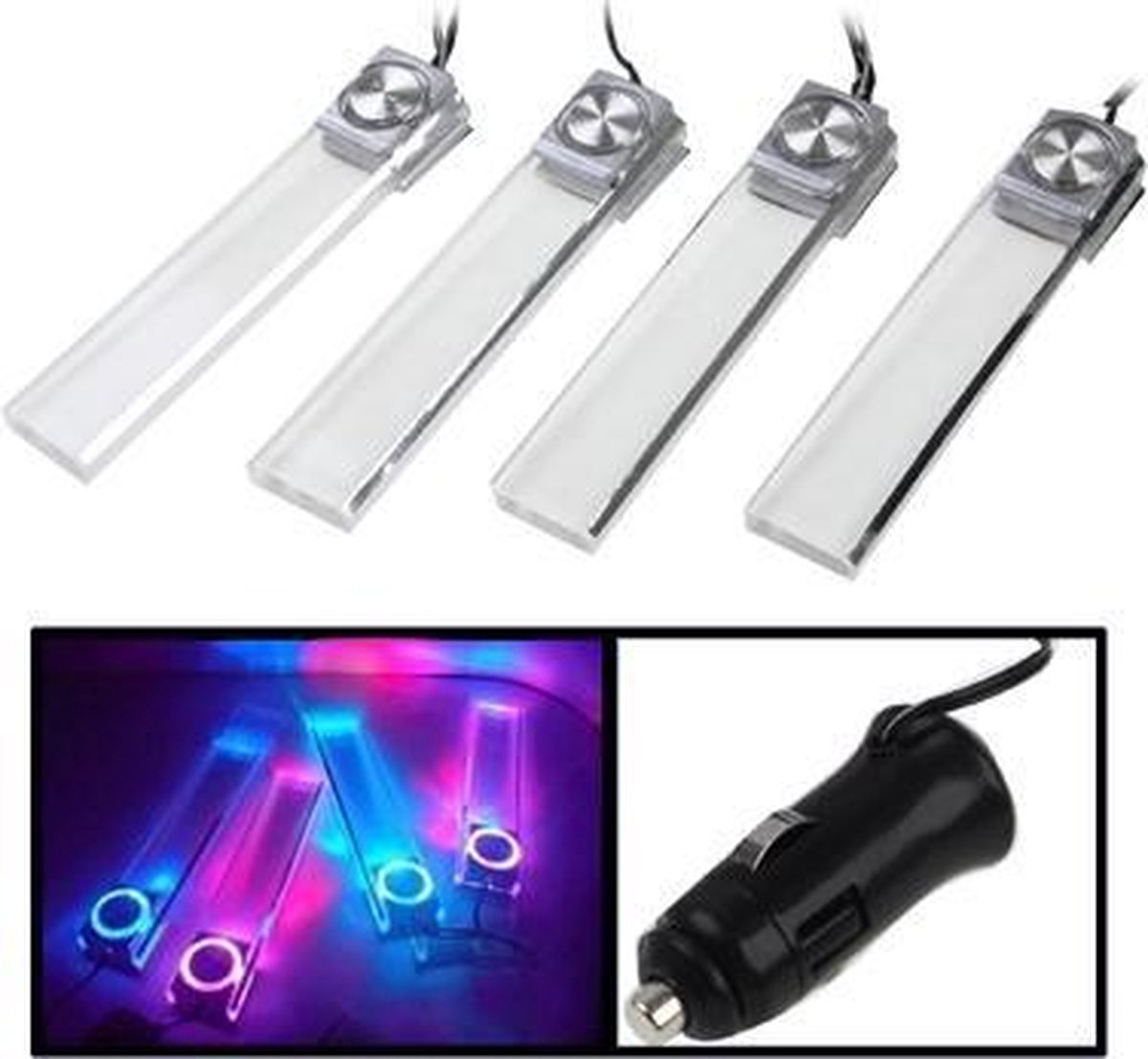 4X Auto Verlichting Blauw Licht LED Dash Decoratie Lamp