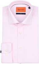 Suitable - Dobby Overhemd Roze - Heren - Maat 42 - Slim-fit