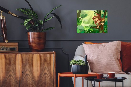 Stickers muraux - Feuille Autocollant - Singe - Jungle - Garçons - Filles - Fleurs - Kids - 40x30 cm - Film Adhésif - Stickers muraux Muraux Chambre Enfant - Papier Peint Auto-Adhésif