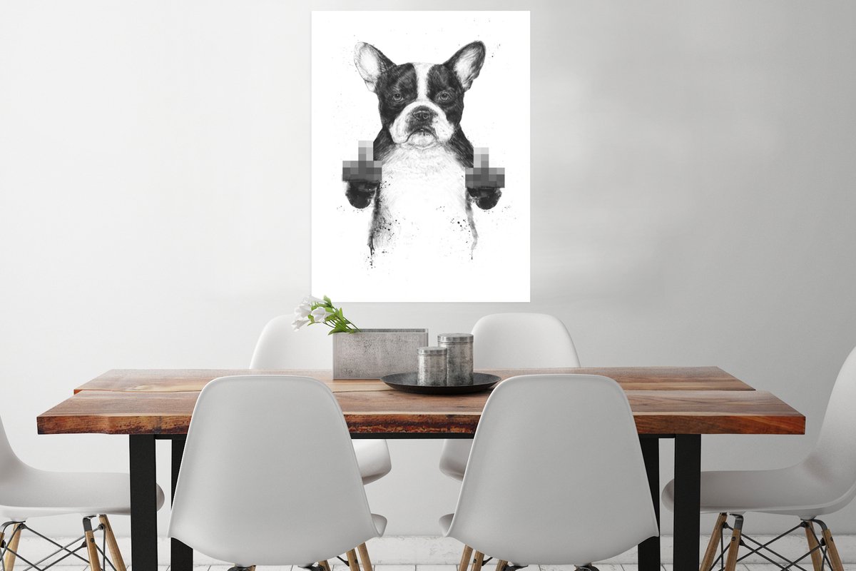 Poster Hond - Dier - Vingers - Wit - 60x80 cm