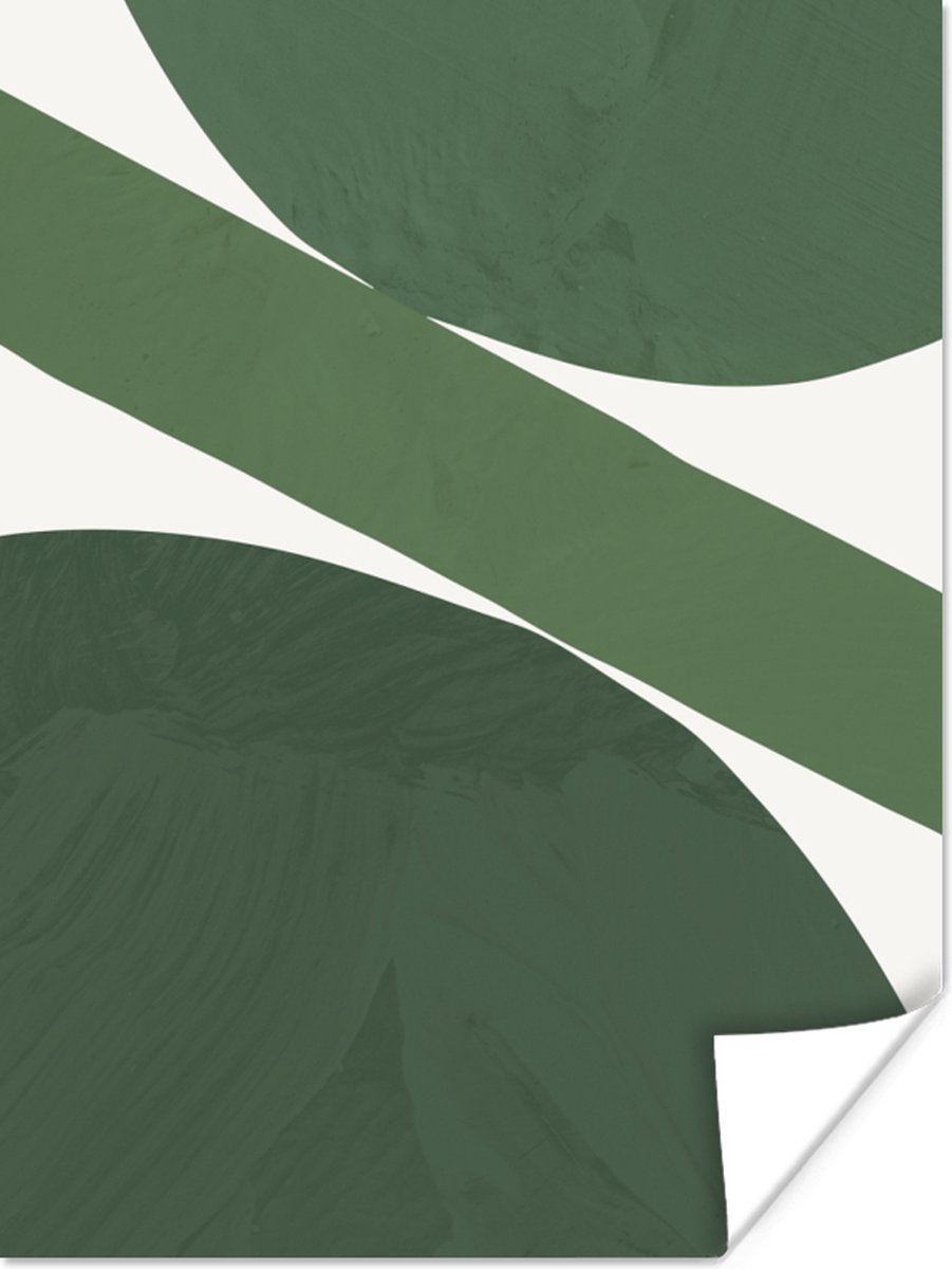 Poster Abstract - Groen - Vormen - Wit - 60x80 cm