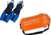 Ocean Reef Duo 2 snorkelvinnen in drybag - Blauw S/M