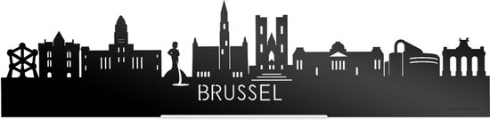 Standing Skyline Brussel Zwart Glanzend - 40 cm - Woon decoratie om neer te zetten en om op te hangen - Meer steden beschikbaar - Cadeau voor hem - Cadeau voor haar - Jubileum - Verjaardag - Housewarming - Aandenken aan stad - WoodWideCities