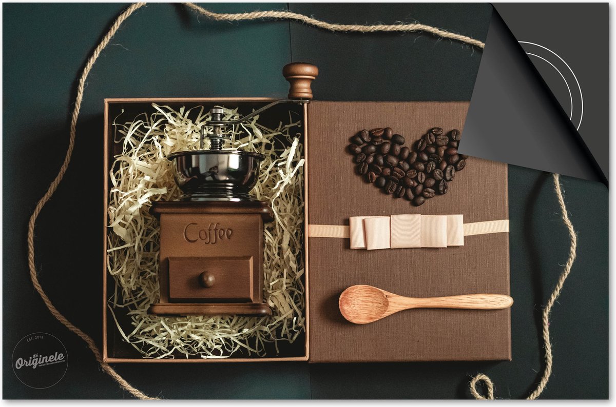 Inductie beschermer 81x52 - afdekplaat inductie mat - Dietrix Kookplaat beschermer - Base - Koffie en Chocola - Donkergroen Koffiespullen