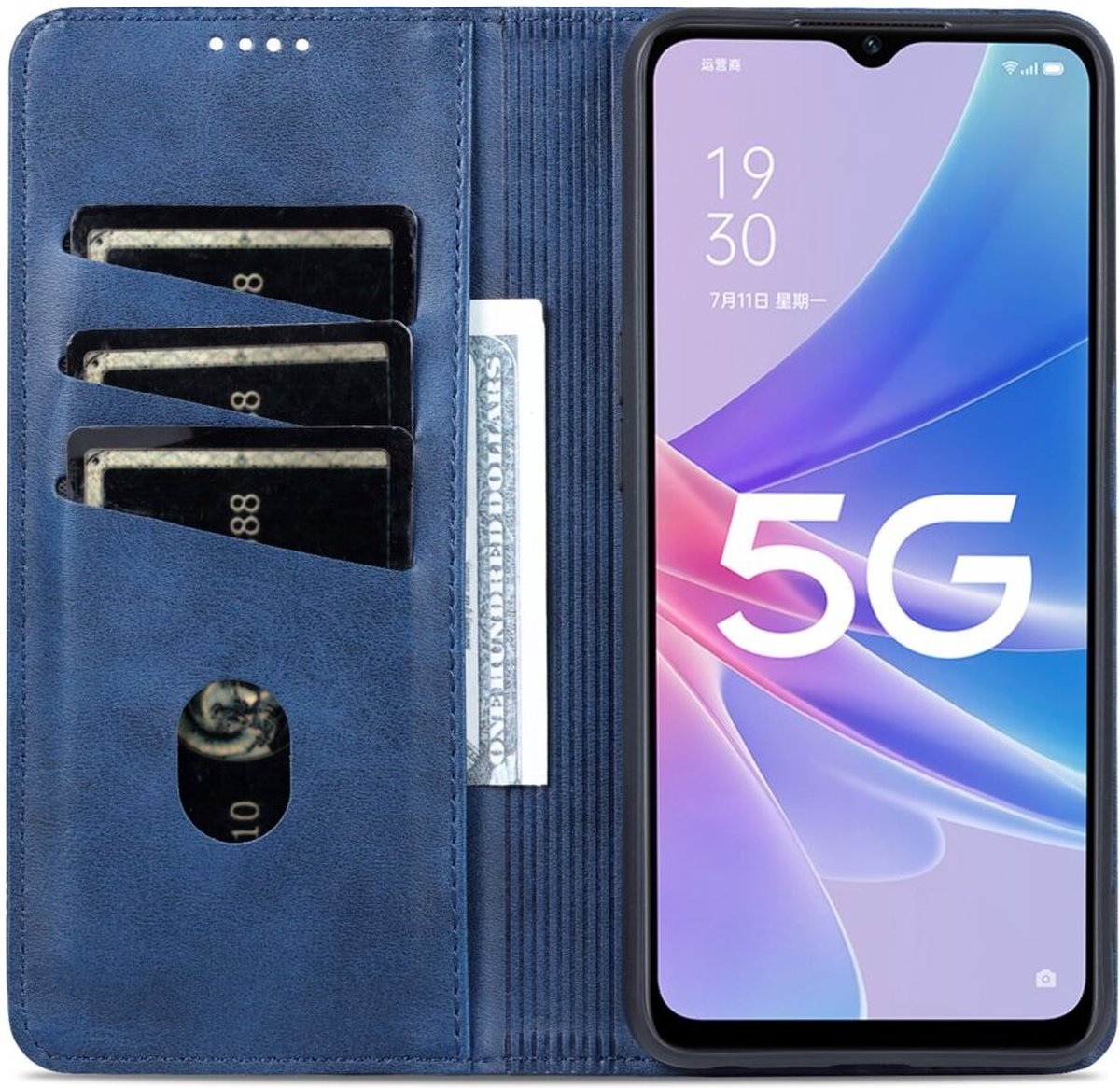 AZNS Oppo A58 5G / A78 5G Hoesje Wallet Book Case Kunstleer Blauw