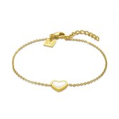 Twice As Nice Armband in goudkleurig edelstaal, parelmoer hartje  17 cm+3 cm