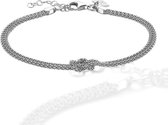 Twice As Nice Armband in zilver, 2 slangkettingen, knoop  18 cm+3 cm