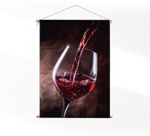 Textielposter Glas Rode wijn 02 XL (125 X 90 CM) - Wandkleed - Wanddoek - Wanddecoratie