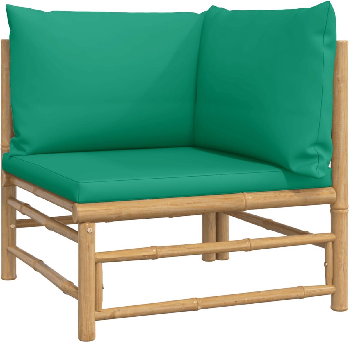 vidaXL 7-delige - Loungeset - met - kussens - bamboe - groen