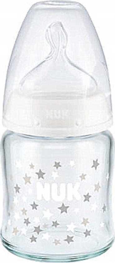 Babyflesje - NUK Glazen fles First Choice ⁺ , 120 ml, 0-6 m, wit 0-6 maanden