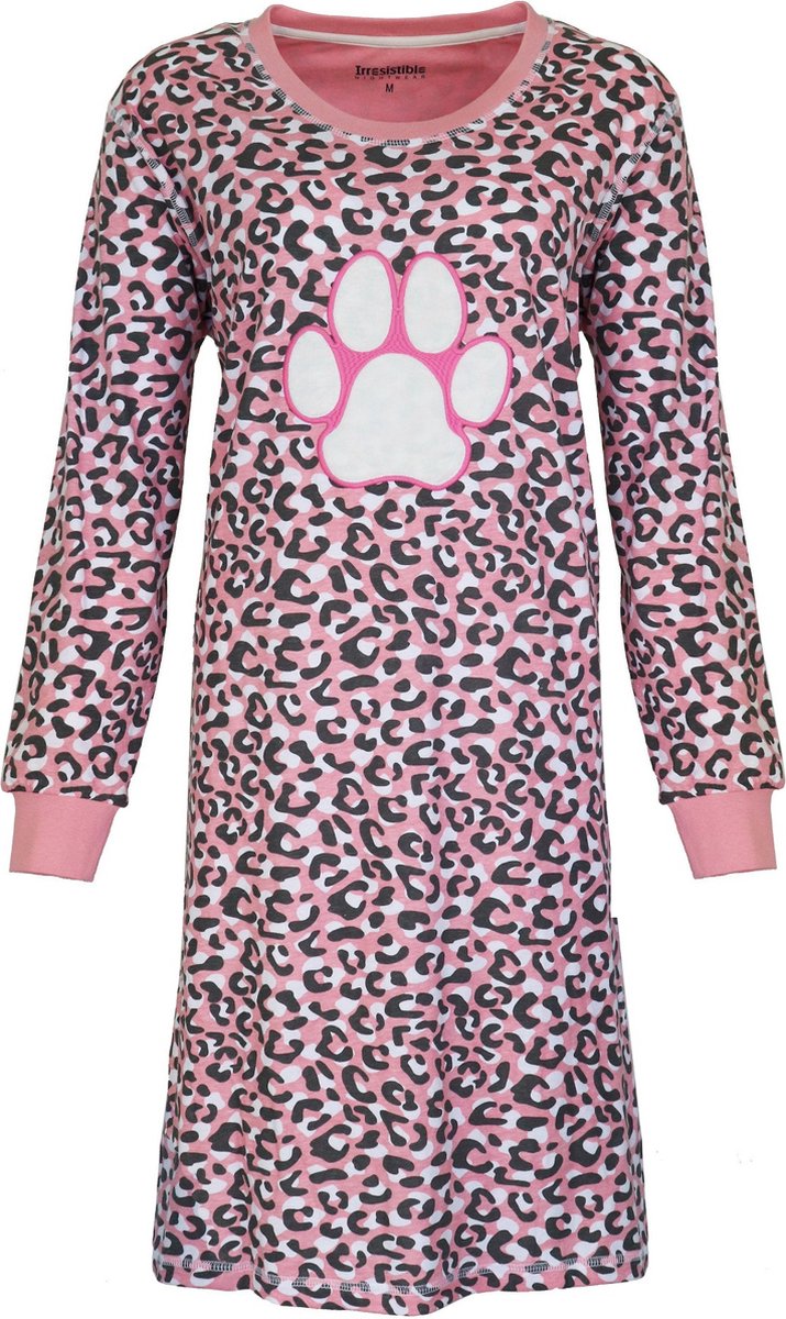 Irresistible Dames Nachthemd - 100% Katoen - Roze afwerking