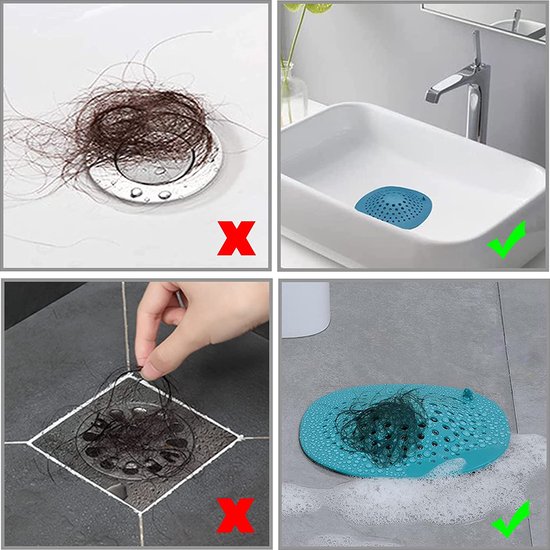 Set de 5 crépines d'évier en silicone, attrape-cheveux de douche avec  ventouses