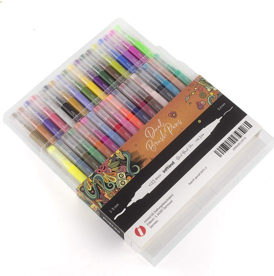 Stylos Aquarelle 36 Couleurs Double Pointe - Séchage Rapide, Pour Coloriage Adulte Et Enfant + Livre De Coloriage