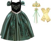 Prinsessenjurk meisje - Prinsessen speelgoed - Luxe Prinsessenjurk - Het Betere Merk - maat 92/98 (100) - Verkleedkleren meisje - Carnavalskleding meisje - Toverstaf - Kroon - Tiara - Lange Handschoenen - Kleed