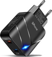DrPhone HALOXII - 28W Thuislader - USB 3.0 Qualcom 3.0 Quick Charge & 2.1A met indicator licht - Adapter - Snel Lader– Zwart
