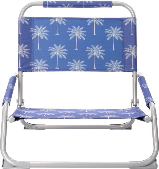 lokker lage strandstoel Palm - 59x45x52cm - blauw/wit | bol.com