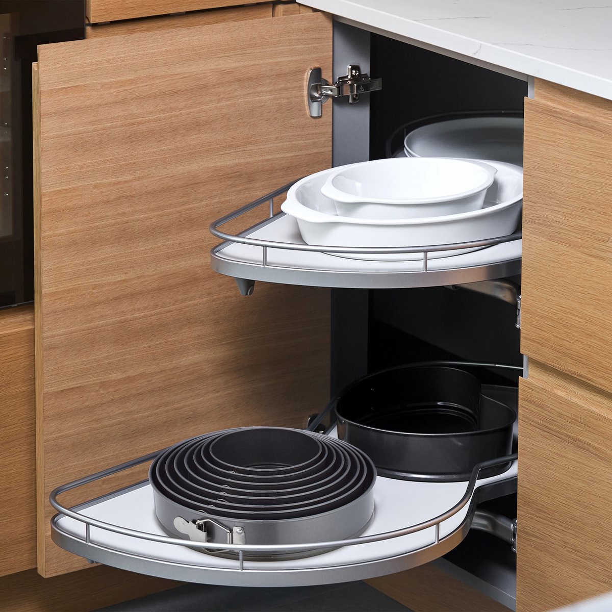 springvorm - set van 4 - Ø 18, 20, 22, 24 cm - rvs - rond - antiaanbaklaag - taarvorm – foto 3