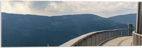 Acrylglas - Uitzicht op Bergen vanaf Brug - 90x30 cm Foto op Acrylglas (Wanddecoratie op Acrylaat)