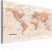 Schilderij - Wereldkaart , Oranje Wereld