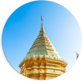 Dibond Muurcirkel - Boeddhistische Wat Phrathat Doi Suthep Tempel Vol met Gouden Versieringen - 90x90 cm Foto op Aluminium Muurcirkel (met ophangsysteem)