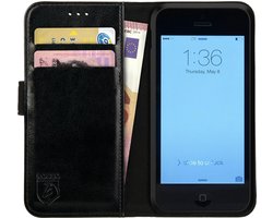 Rosso Element Book Case Wallet Hoesje Geschikt voor Apple iPhone 5C | Portemonnee | 3 Pasjes | Magneetsluiting | Stand Functie | Zwart