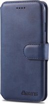 Apple iPhone SE (2020) Hoesje Retro Wallet Book Case Kunst Leer Blauw