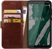 Rosso Element Book Case Wallet Hoesje Geschikt voor Nokia 1 Plus | Portemonnee | 3 Pasjes | Magneetsluiting | Stand Functie | Bruin