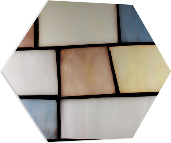 PVC Schuimplaat Hexagon - Mix van Geometrische Vormen Gevuld met Patronen - 70x60.9 cm Foto op Hexagon (Met Ophangsysteem)