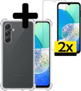 Hoesje Geschikt voor Samsung A14 Hoesje Shockproof Case Siliconen Met 2x Screenprotector - Hoes Geschikt voor Samsung Galaxy A14 Hoes Cover Siliconen - Transparant