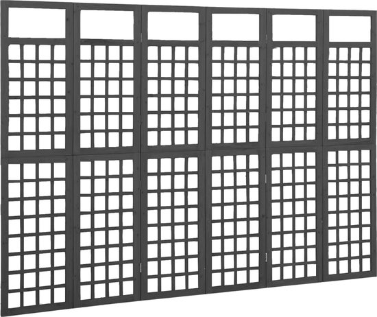 vidaXL-Kamerscherm/trellis-met-6-panelen-242,5x180-cm-vurenhout-zwart