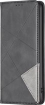 Mobigear Telefoonhoesje geschikt voor Motorola Moto G53 5G Hoesje | Mobigear Rhombus Slim Bookcase | Pasjeshouder voor 2 Pasjes | Telefoonhoesje voor Pinpas / OV Kaart / Rijbewijs - Zwart